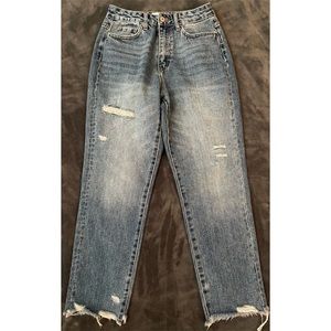 Vervet high rise distressed mom jeans.